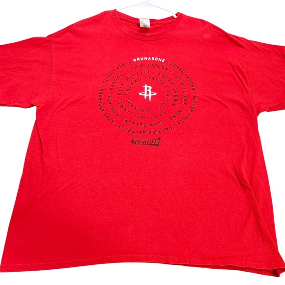 Gildan Other - Houston Rockets NBA Playoffs Run As One Roster T-Shirt Red XL James Harden